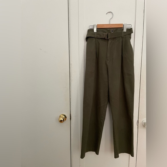 SOLD Cotton straight leg Jennifer Glasgow dark green pants - Picture 2 of 5